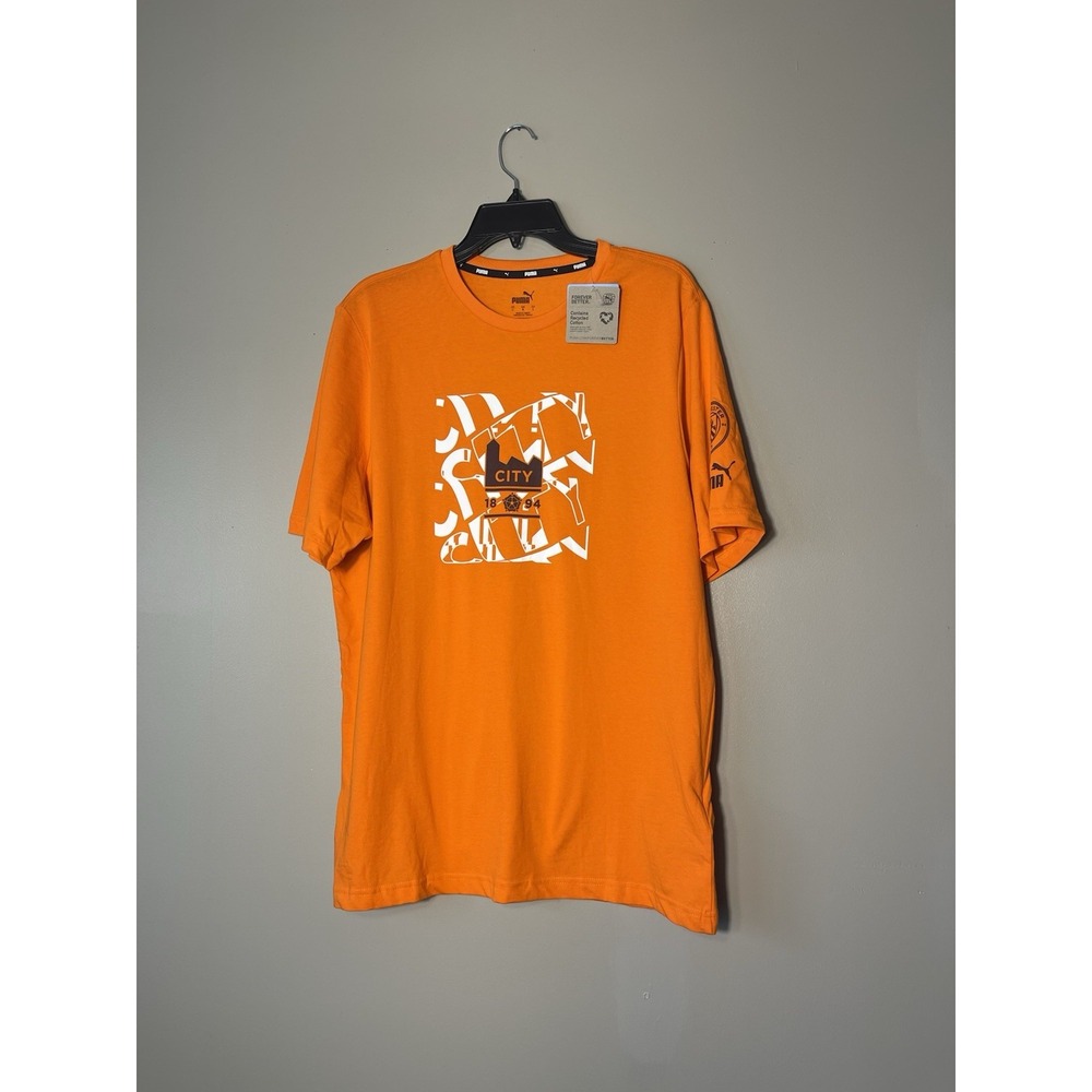 Puma Manchester City Men's T-shirt English Premier Soccer Size L Orange NWT